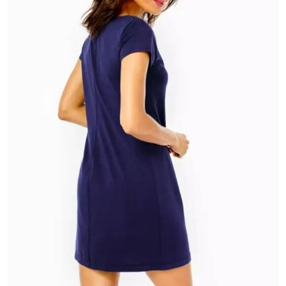 Lilly Pulitzer Womens Brewster Short Sleeve T-Shirt Dress In True Navy sz Small - Picture 2 of 7